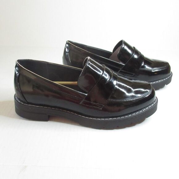JF J. Ferrar Womens Danica Penny Loafers Black Shiny Contrast Stitch 7.5 E New - Picture 4 of 8